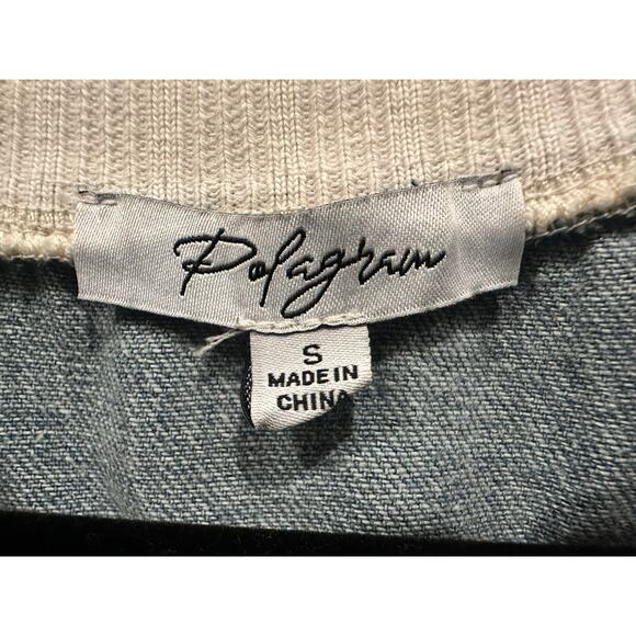Polagram – Cropped Denim Cardigan with Ivory Trim – Size Small - Picture 2 of 4